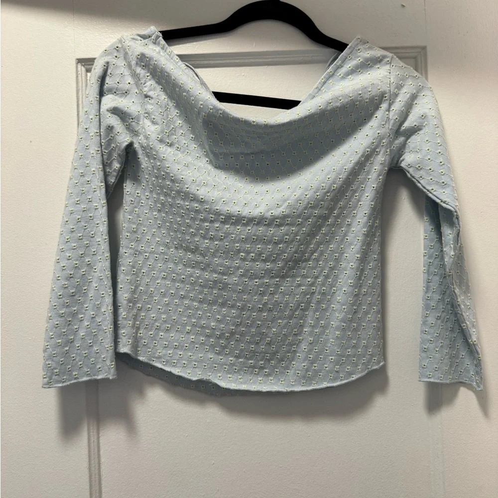 Free People Sky Blue Textured Top NWT- XS - Picture 2 of 3